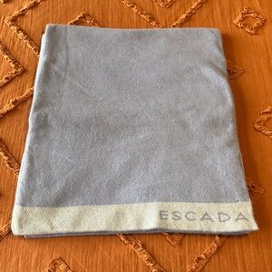 Escada Lavender and Cream Knit Logo Scarf